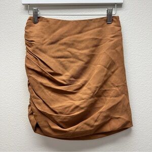 NWT The Sei Elegant Camel Brown Ruched Mini Skirt Sz XS